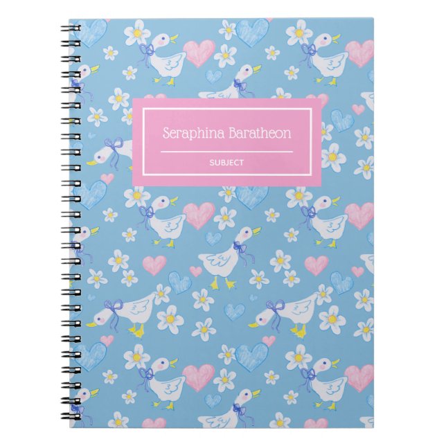 Vintage Country Geese Pattern Personalized Notebook (Front)