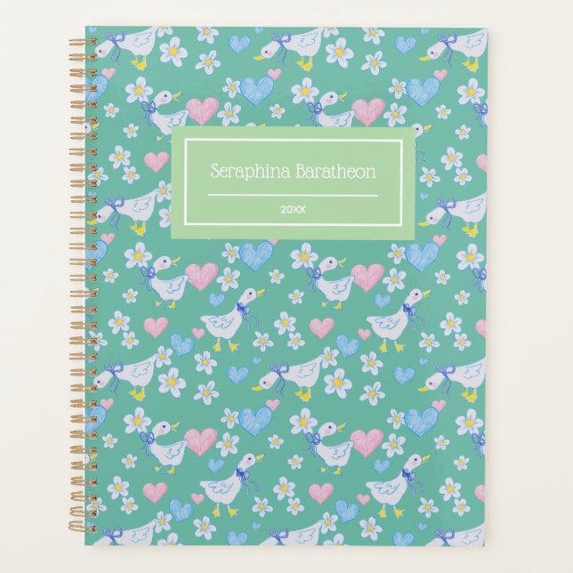 Vintage Country Geese Pattern Personalized Planner (Front)