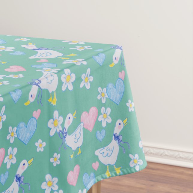 Vintage Country Geese Pattern Tablecloth (In Situ)