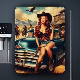 Vintage Country Girl Illustration Magnet