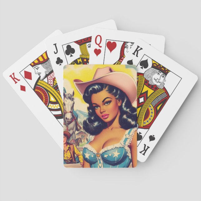Vintage Country Girl Illustration Playing Cards (Back)