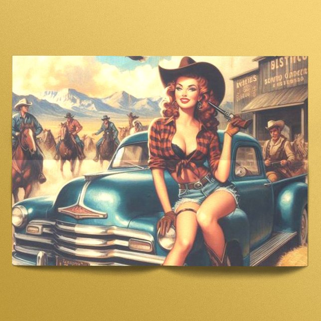 Vintage Country Girl Illustration Tissue Paper (Creator Uploaded)