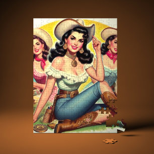 Vintage Country Girls Jigsaw Puzzle