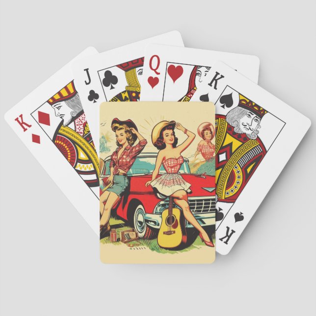 Vintage Country Girls Playing Cards (Back)