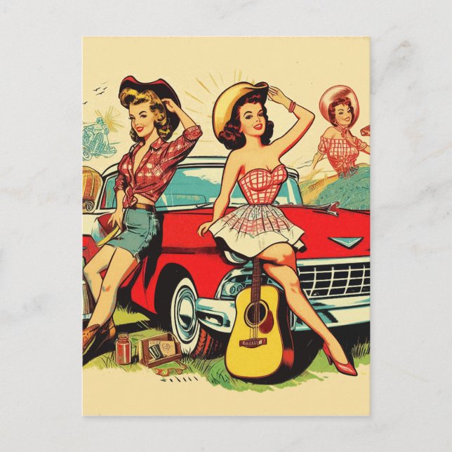 Vintage Country Girls Postcard (Front)