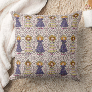 Vintage Country Girls Throw Pillow