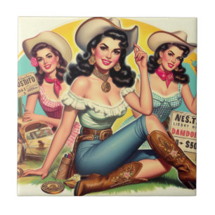 Vintage Country Girls Tile