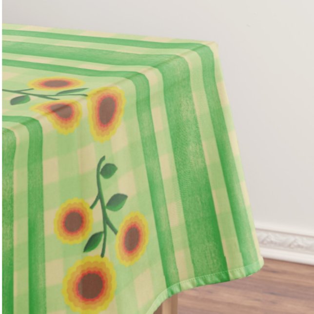 Vintage Country Kitchen Rustic Green Yellow  Tablecloth (Welcome Spring and Summer!)