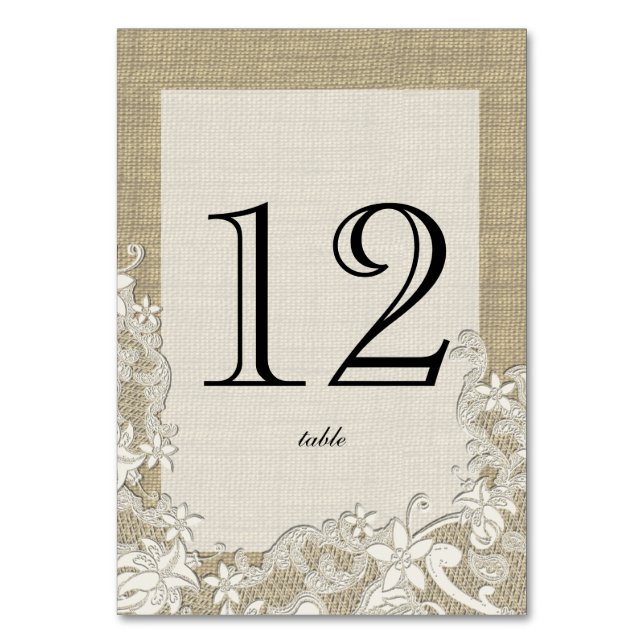 Vintage Country Lace Design Table Number (Front)