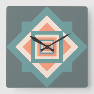 VINTAGE COUNTRY OLD COLORS SQUARE WALL CLOCK