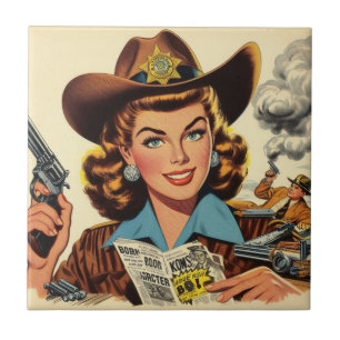Vintage Country Pulp Girl Tile