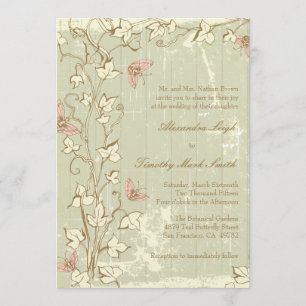 Vintage country rustic cream wedding invitation