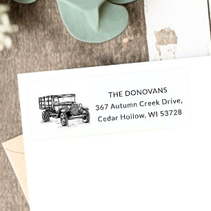 Vintage Country Rustic Farm Truck Return Address 