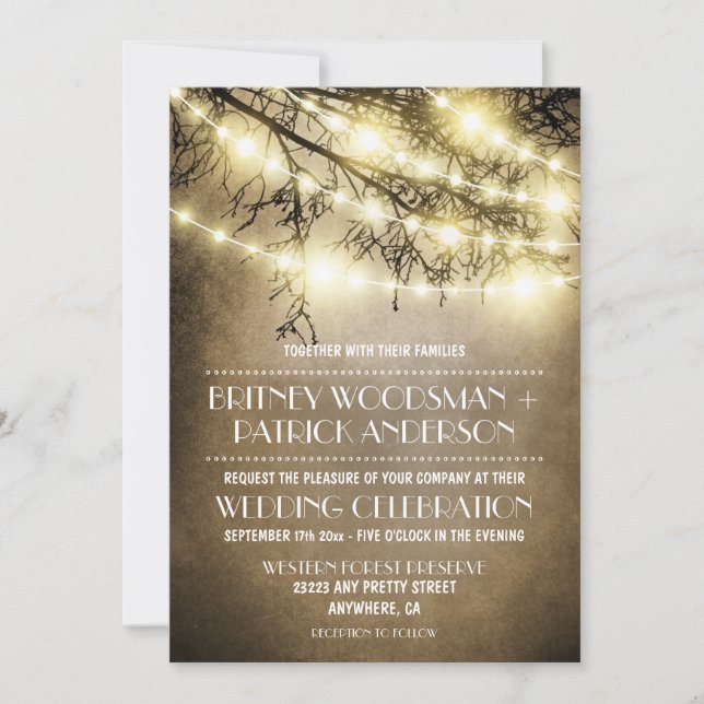 Vintage Country Rustic Tree Wedding Invitations (Front)