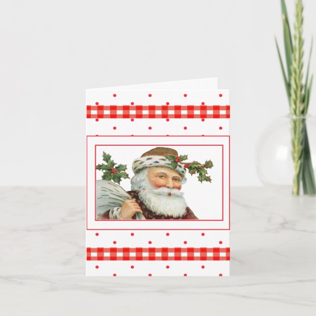 Vintage Country Santa Christmas Card (Front)