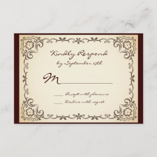 Vintage Country Scroll Frame Wedding RSVP Cards