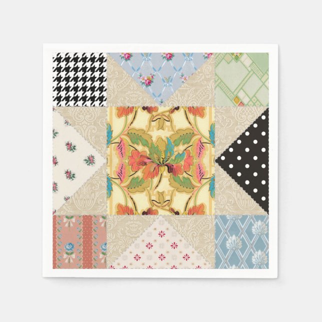 Vintage Country Style Evening Star Quilt Pattern Napkin (Front)