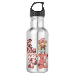 Vintage Country-Style "Love" with a Blonde Cowgirl 532 Ml Water Bottle