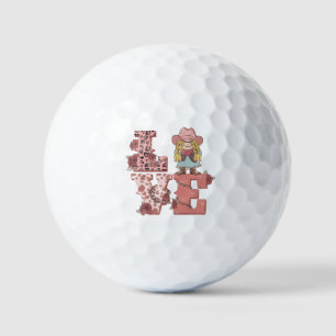 Vintage Country-Style "Love" with a Blonde Cowgirl Golf Balls