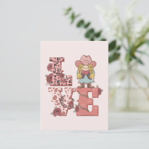 Vintage Country-Style "Love" with a Blonde Cowgirl Postcard