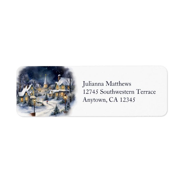 Vintage Country Village Christmas Night Scene (Front)