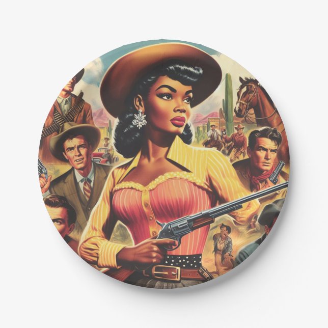 Vintage Country Western Woman Paper Plate (Front)