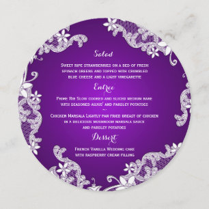 Vintage Country White Lace & Purple Round Menu