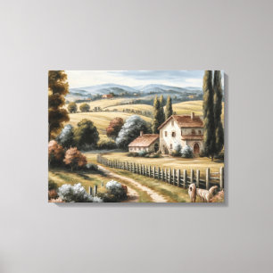 vintage countryside landscape farmhouse canvas print