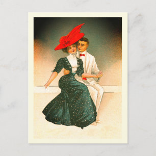 Vintage couple art postcard