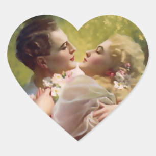 Vintage Couple Heart Sticker