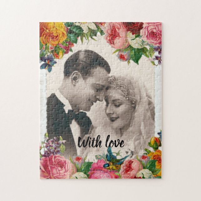 Vintage Couple in Love Wedding Roses Jigsaw Puzzle (Vertical)