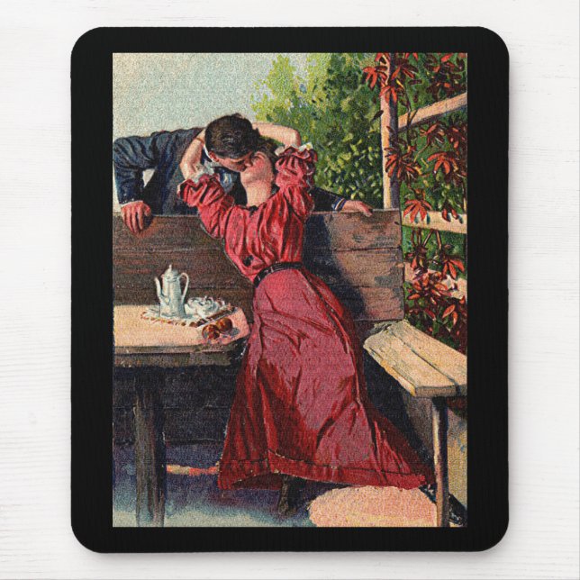 Vintage Couple Kissing Valentines Mouse Pad (Front)
