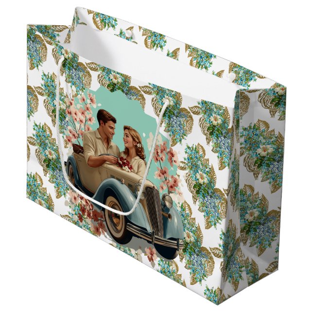 Vintage Couple  Large Gift Bag (Front Angled)