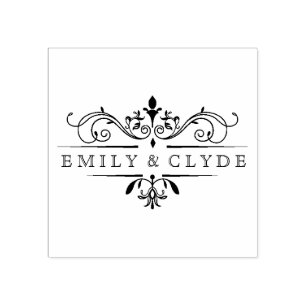 Vintage Couple Monogram Rubber Stamp