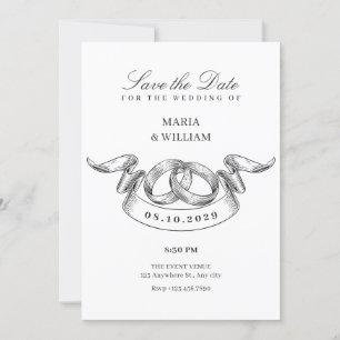 Vintage couple ring minimalist wedding save the date