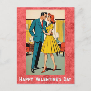Vintage Couple Romance Retro Happy Valentines Day Postcard