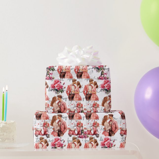 Vintage Couple Valentine's Day Romantic Wrapping Paper (Party Gifts)