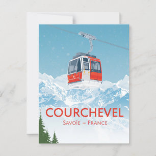 Vintage Courchevel France Ski Gondola Mountain Postcard