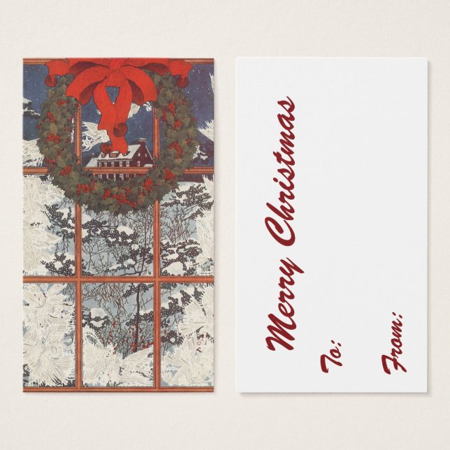 Vintage couronne de Noël dans une fenêtre avec nei (Devant & derrière)