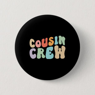 Vintage Cousin Crew Groovy Retro Design Family Mat 2 Inch Round Button