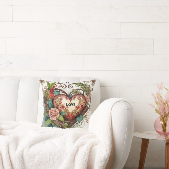 Vintage Coussin floral de coeur (Canapé)