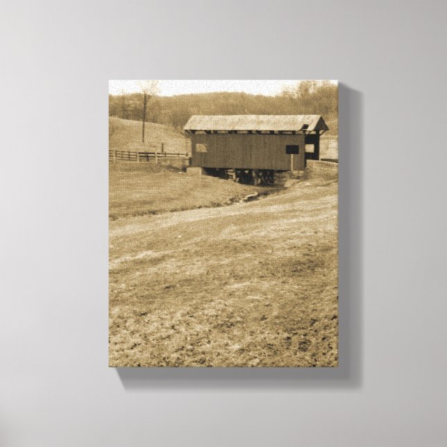 Vintage Covered Bridge Canvas Print (Front)