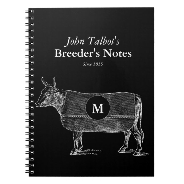 Vintage Cow Blanket Monogram Breeders B Notebook (Front)