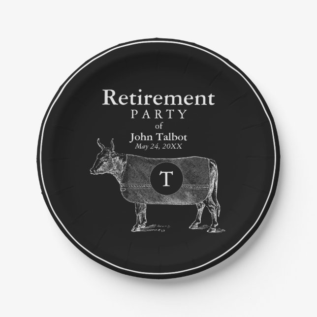 VINTAGE Cow Blanket Retirement B P Plate Monogram (Front)