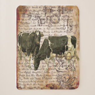 Vintage Cow Design Sherpa Blanket