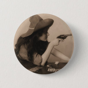 Vintage Cow Girl 2 Inch Round Button