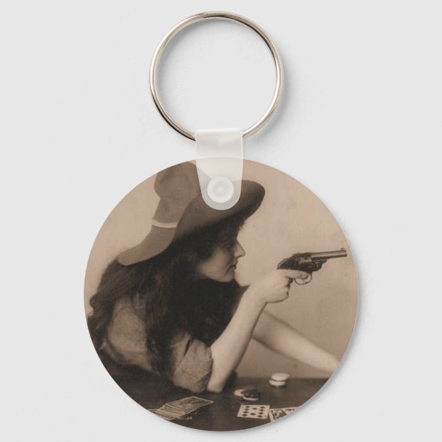 Vintage Cow Girl Keychain (Front)