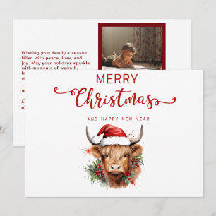 Vintage Cow Merry Christmas Happy New Year Card