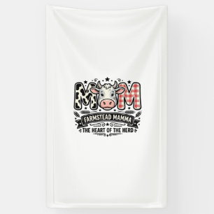 Vintage Cow Mom Farm Animal Mothers Day Banner
