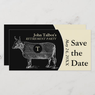 Vintage Cow Retirement B Save the Date Monogram